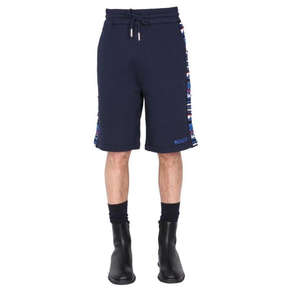 MISSONI Sweat Shorts with Geometric Side Detail Men BLUE Pants